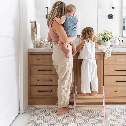 خشن 2 خطوة البراز للأطفال الحمام بالوعة قابلة للطي مضاد للانزلاق من خطوتين للتدريب على قعادة المرحاض ، براز خطوة للأطفال لغرفة نوم حضانة المطبخ ، براز متين غير قسيمة للبالغين للخزانة الرمادية in Kuwait