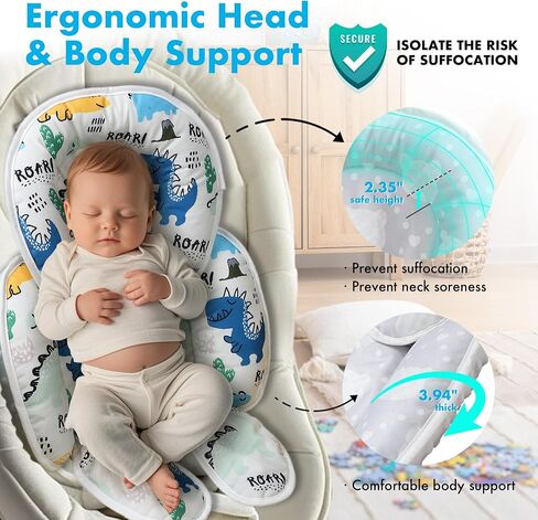 Baby Car seat Head Support, 2-in-1 Infant Car Seat Insert for Newborn Girls Boys Extra Soft Baby Support Pillow Cushion for Carseats, Strollers, Swings and Bouncers in Saudi Arabia