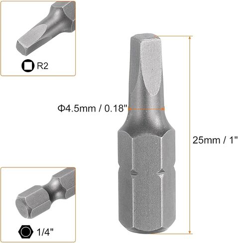 Harfington 5pcs مفك البراغي المربع Bit R3 1/4 "Hex Shank 25mm/1" طول مغناطيسي 4 نقاط البتات S2 الصلب الصناعي السائق الكهربائي بتات 5 ملم قضيب in Saudi Arabia
