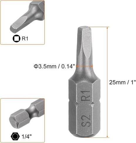Harfington 5pcs مفك البراغي المربع Bit R3 1/4 "Hex Shank 25mm/1" طول مغناطيسي 4 نقاط البتات S2 الصلب الصناعي السائق الكهربائي بتات 5 ملم قضيب in Saudi Arabia