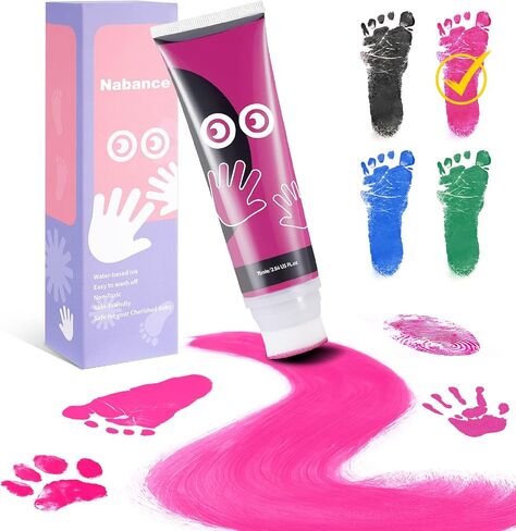 Nabance 2.54 fl oz Black Baby Hand and Footprint Friendly Ink Paint, Dog Cat Paw Print Safe Ink, Non-Toxic Acid-Free, Safe Gentle for Home School Christmas New Year DIY Keepsake Stamp in Saudi Arabia