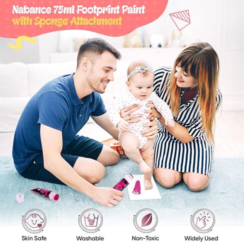 Nabance 2.54 fl oz Black Baby Hand and Footprint Friendly Ink Paint, Dog Cat Paw Print Safe Ink, Non-Toxic Acid-Free, Safe Gentle for Home School Christmas New Year DIY Keepsake Stamp in Saudi Arabia
