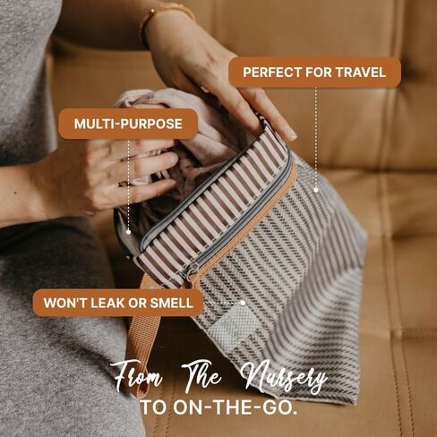 Parker Baby Cloth Diaper Wet Dry Bag - Waterproof Reusable Diaper Bag Accessory with Mesh Organizer and Zippered Pocket for Soiled or Wet Clothes, Diapers, Wipes, Swimsuits in Kuwait