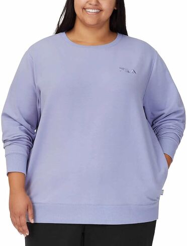 Fila Womens Midweight French Terry Crewneck Long Sleeve Sweatshirt (XX-Large, Crystal Blue) in Kuwait
