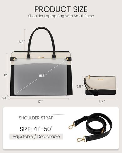 LOVEVOOK 17 Inch Laptop Tote Bag For Women Teacher Work Bag, Vintage Waterproof Leather Computer Bags For Laptops For Women, Laptop Purse Business Professional Briefcase Office Large Shoulder Handbag in Kuwait