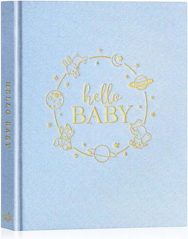 Lanpn Hello Baby Memory Book for Boy Girl - Linen Hardcover Baby Book Keepsake for New Parents - Newborn Baby First 5 Year Journal Scrapbook Photo Album Baby Milestone Book (Beige, 154 Pages) in Kuwait