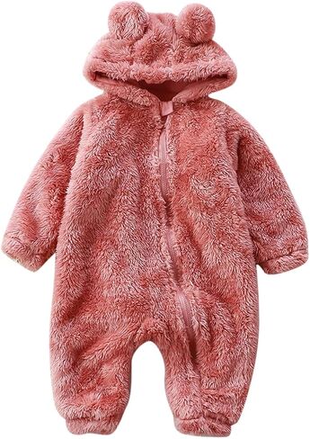 Newborn Baby bear Fleece Romper One-Piece Footies Jumpsuit Pajama Infant Onesies for Baby Boys Girls in Saudi Arabia