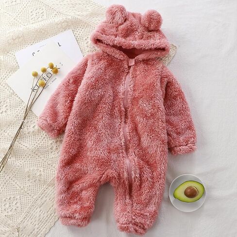 Newborn Baby bear Fleece Romper One-Piece Footies Jumpsuit Pajama Infant Onesies for Baby Boys Girls in Saudi Arabia