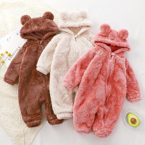 Newborn Baby bear Fleece Romper One-Piece Footies Jumpsuit Pajama Infant Onesies for Baby Boys Girls in Saudi Arabia