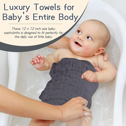 منشفة قطن مينكين للطفل ، ملابس ناعمة على الوجه ، مناديل حمام موصية حديثي الولادة ، ملابس أو مناشف شاش من المناشف ، حزمة من 6 ، 12 × 12 بوصة (متعدد الألوان) in Kuwait