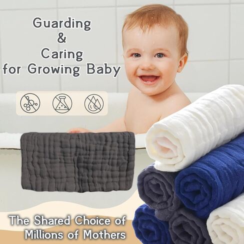 منشفة قطن مينكين للطفل ، ملابس ناعمة على الوجه ، مناديل حمام موصية حديثي الولادة ، ملابس أو مناشف شاش من المناشف ، حزمة من 6 ، 12 × 12 بوصة (متعدد الألوان) in Kuwait