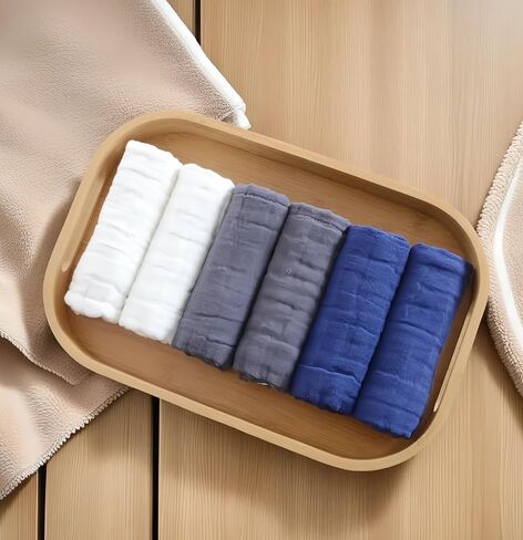 منشفة قطن مينكين للطفل ، ملابس ناعمة على الوجه ، مناديل حمام موصية حديثي الولادة ، ملابس أو مناشف شاش من المناشف ، حزمة من 6 ، 12 × 12 بوصة (متعدد الألوان) in Kuwait