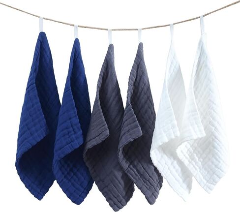 منشفة قطن مينكين للطفل ، ملابس ناعمة على الوجه ، مناديل حمام موصية حديثي الولادة ، ملابس أو مناشف شاش من المناشف ، حزمة من 6 ، 12 × 12 بوصة (متعدد الألوان) in Kuwait