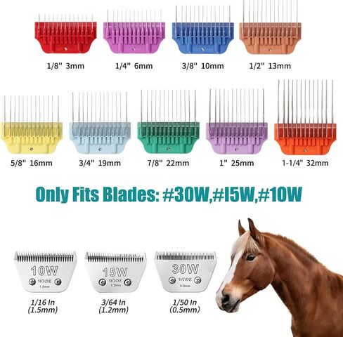 10W/15W/30W Clipper Wide Blade & Dog Stainsal Steel Wide Clipper Coard Comb for A5 Series | Snap-On/Off Design Combs ، فقط FIR لـ 10W/15W/30W شفرة عريضة (12 قطعة) in Kuwait