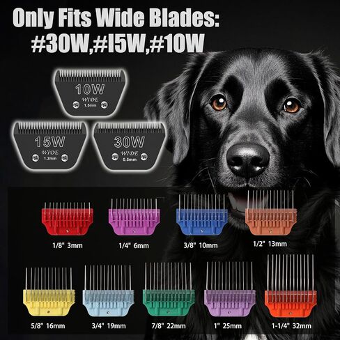 10W/15W/30W Clipper Wide Blade & Dog Stainsal Steel Wide Clipper Coard Comb for A5 Series | Snap-On/Off Design Combs ، فقط FIR لـ 10W/15W/30W شفرة عريضة (12 قطعة) in Kuwait