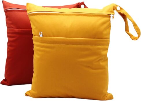 2pcs Cloth Diaper Wet Dry Bags Waterproof Reusable with Two Zippered Pockets Travel Beach Pool Daycare Soiled Baby Items Yoga Gym Bag for Swimsuits or Wet Clothes (BLACK HEART) in Kuwait