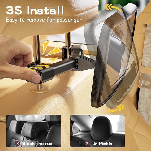 Baby Car Mirror for Baby Hook Clip Design Shake Baby Mirror for Car Seat Mirror Rear Facing Never Shake Easy Install Back Seat Mirror for Baby Crystal Clear View ShatterProof Tested White in Saudi Arabia