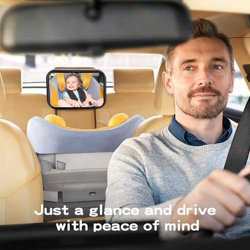 Baby Car Mirror for Baby Hook Clip Design Shake Baby Mirror for Car Seat Mirror Rear Facing Never Shake Easy Install Back Seat Mirror for Baby Crystal Clear View ShatterProof Tested White in Saudi Arabia