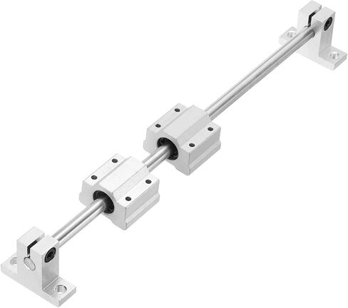uxcell 2 Pcs 8mm x 550mm Linear Motion Rail Shaft Slide Guide with 4 Pcs SCS8UU Bearings and 4 Pcs SK8 Rail Support Linear Motion Rod Shaft Guide Set for CNC Machine 3D Printer, Silver in Saudi Arabia