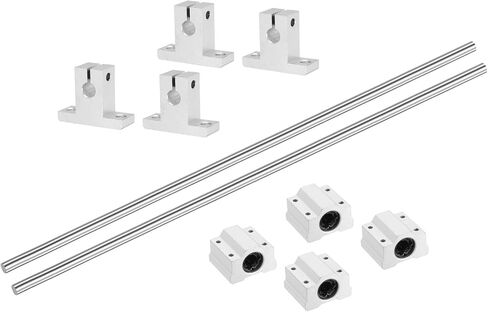 uxcell 2 Pcs 8mm x 550mm Linear Motion Rail Shaft Slide Guide with 4 Pcs SCS8UU Bearings and 4 Pcs SK8 Rail Support Linear Motion Rod Shaft Guide Set for CNC Machine 3D Printer, Silver in Saudi Arabia