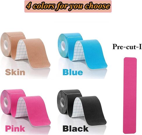 Kinesiology Tape Precut, Athletic Sports Tape Adhesive for Muscles Ankle Neck Knee Shoulder Promotes Recovery and Providing Support, Total 60 Precut Strips (Mix Color) in Saudi Arabia