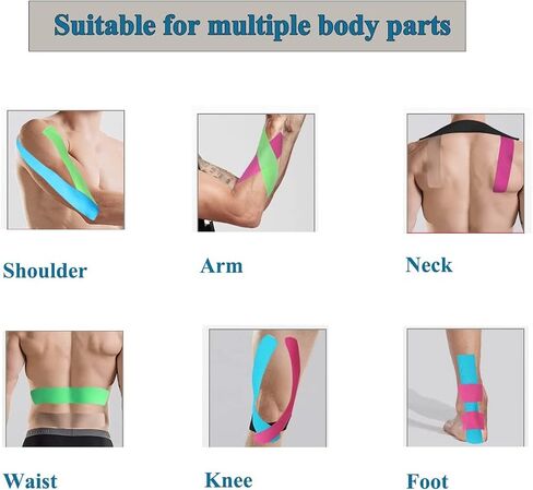 Kinesiology Tape Precut, Athletic Sports Tape Adhesive for Muscles Ankle Neck Knee Shoulder Promotes Recovery and Providing Support, Total 60 Precut Strips (Mix Color) in Saudi Arabia