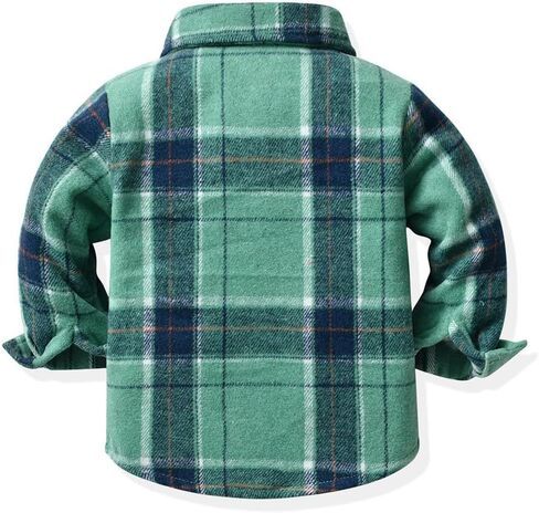 Little Kids Baby Boy Girl Long Sleeve Button Down Plaid Shirts Fall Winter Flannel Shacket Jackets Tartan Tops in Saudi Arabia