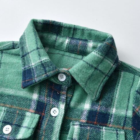 Little Kids Baby Boy Girl Long Sleeve Button Down Plaid Shirts Fall Winter Flannel Shacket Jackets Tartan Tops in Saudi Arabia