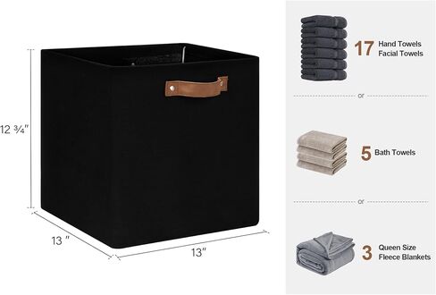 StorageWorks 13x13 Storage Cubes, Collapsible Storage Bins Organizer for Closet, Fabric Storage Box with PU Handles, Beige, 4-Pack in Saudi Arabia