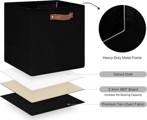 StorageWorks 13x13 Storage Cubes, Collapsible Storage Bins Organizer for Closet, Fabric Storage Box with PU Handles, Beige, 4-Pack in Saudi Arabia