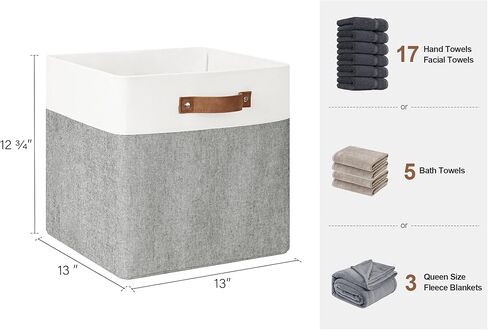 StorageWorks 13x13 مكعبات التخزين ، منظم صناديق التخزين القابلة للطي للخزانة ، صندوق تخزين النسيج مع مقابض PU ، البيج ، 4 عبوات in Kuwait