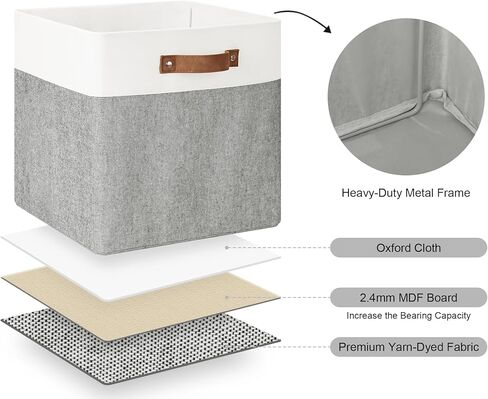 StorageWorks 13x13 مكعبات التخزين ، منظم صناديق التخزين القابلة للطي للخزانة ، صندوق تخزين النسيج مع مقابض PU ، البيج ، 4 عبوات in Kuwait