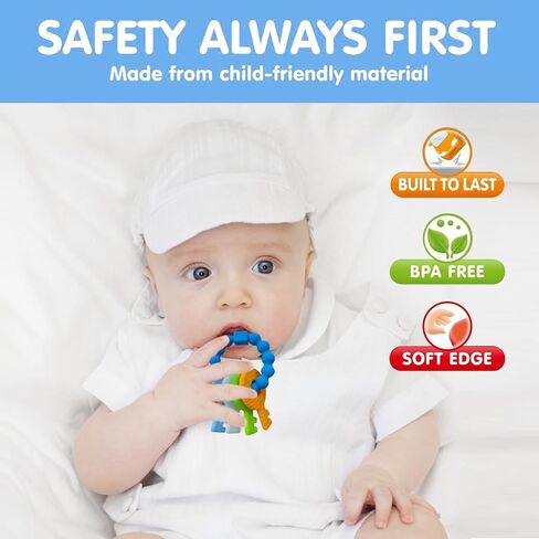 مفاتيح التسنين للأطفال من 3 إلى 12 شهرًا ، ألعاب الأطفال الصغار الحسية ، ألعاب Teether للطفلة الطفلة والملمس المرتفع لتهدئة اللثة ، BPA Free (Pink) in Kuwait
