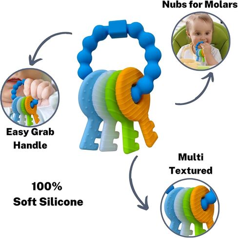 مفاتيح التسنين للأطفال من 3 إلى 12 شهرًا ، ألعاب الأطفال الصغار الحسية ، ألعاب Teether للطفلة الطفلة والملمس المرتفع لتهدئة اللثة ، BPA Free (Pink) in Kuwait
