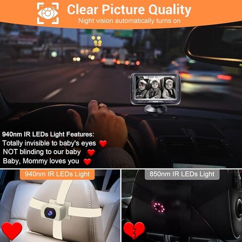 Rohent Brown Baby Car Camera - 1080P HD, 360° Adjustable, Night Vision, 150° Wide-Angle Lens, Easy Installation, Perfect Match for Brown Car Interiors, Ideal for Parents, Grandparents & Families in Kuwait