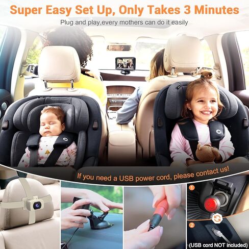 Rohent Brown Baby Car Camera - 1080P HD, 360° Adjustable, Night Vision, 150° Wide-Angle Lens, Easy Installation, Perfect Match for Brown Car Interiors, Ideal for Parents, Grandparents & Families in Kuwait