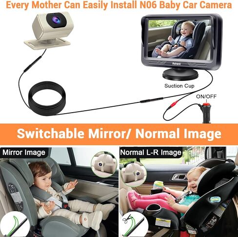 Rohent Brown Baby Car Camera - 1080P HD, 360° Adjustable, Night Vision, 150° Wide-Angle Lens, Easy Installation, Perfect Match for Brown Car Interiors, Ideal for Parents, Grandparents & Families in Kuwait