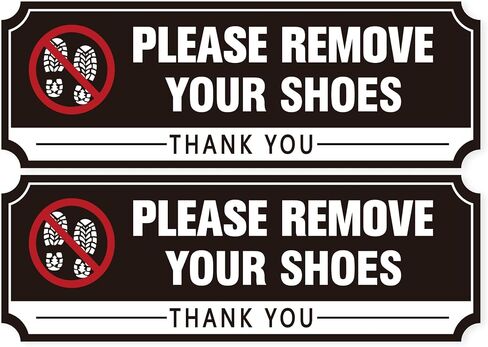 Welcome Please Remove Your Shoes Sign, Self-Adhesive Wear-Resistant Please Take Off Your Shoes Sticker, No Shoes Leave Shoes Sign for Front Door, House, Office, Cafes, Restaurants 8.7"x3.1" in Saudi Arabia