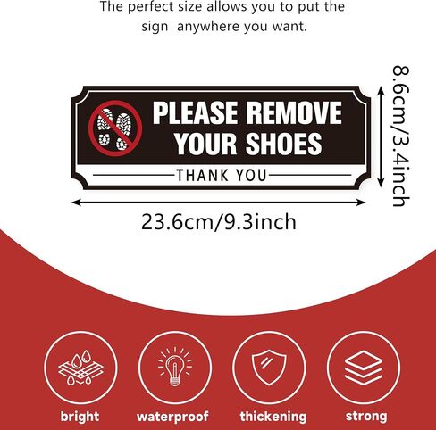 Welcome Please Remove Your Shoes Sign, Self-Adhesive Wear-Resistant Please Take Off Your Shoes Sticker, No Shoes Leave Shoes Sign for Front Door, House, Office, Cafes, Restaurants 8.7"x3.1" in Saudi Arabia