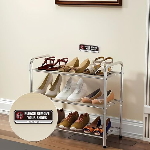 Welcome Please Remove Your Shoes Sign, Self-Adhesive Wear-Resistant Please Take Off Your Shoes Sticker, No Shoes Leave Shoes Sign for Front Door, House, Office, Cafes, Restaurants 8.7"x3.1" in Saudi Arabia