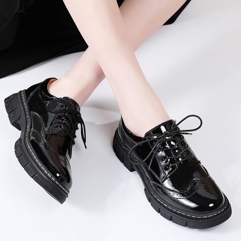 Womens Oxford Shoes Platform Classic Leather Non Slip arky Shoes Brogues style Shunky Most Most Most in Kuwait