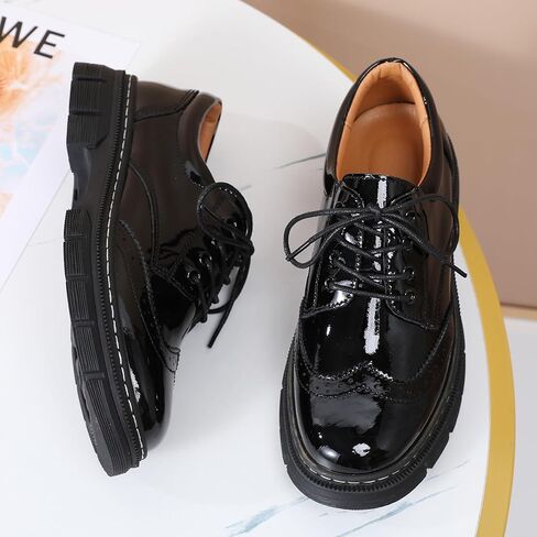 Womens Oxford Shoes Platform Classic Leather Non Slip arky Shoes Brogues style Shunky Most Most Most in Kuwait