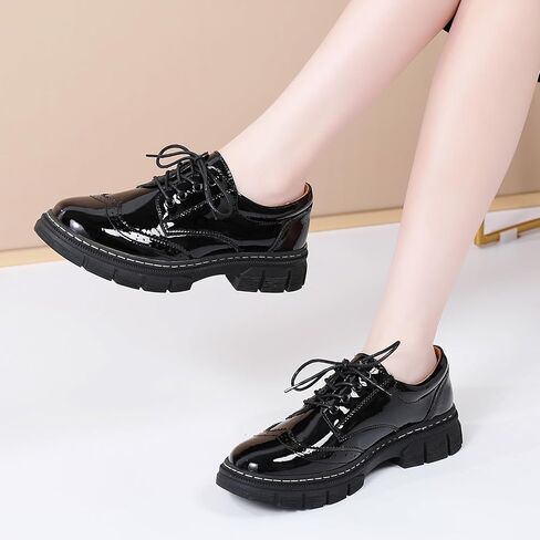 Womens Oxford Shoes Platform Classic Leather Non Slip arky Shoes Brogues style Shunky Most Most Most in Kuwait
