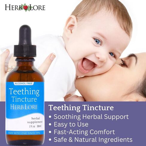 Herb Lore Teething Tincture – Soothing Herbal Drops with Passionflower, Catnip & Chamomile for Babies & Toddlers (1 fl oz) in Saudi Arabia