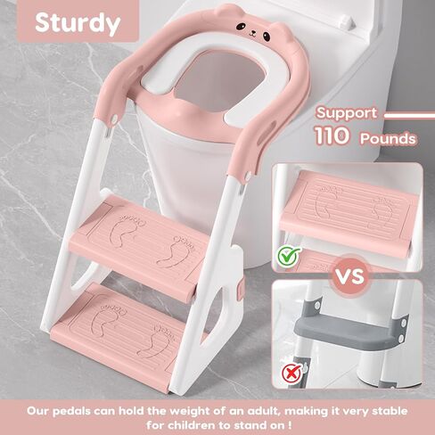 Potty Training Toilet with Potty Training Chart and Step Stool Ladder, Foldable Toddler Toilet Seat with Handles, 2 in 1 Toilet Seat for Kids Boys Girls with Self-Adjustable Height and 3 Stickers Gray in Saudi Arabia