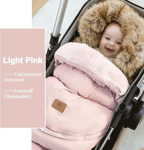 Fairy Baby Winter Cold Universal Stroller Bunting Bag for Baby Toddler-Waterproof Windproof Car Seat Cover Stroller Footmuff - Dog Outdoor Sleeping Bag with Oversized Fur Collar (Blue) in Kuwait