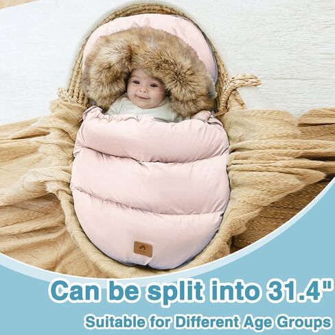 Fairy Baby Winter Cold Universal Stroller Bunting Bag for Baby Toddler-Waterproof Windproof Car Seat Cover Stroller Footmuff - Dog Outdoor Sleeping Bag with Oversized Fur Collar (Blue) in Kuwait