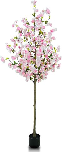 8.5FT Tall Cherry Blossom Artificial Tree, Oversize Realistic Potted Silk Faux Cherry Blossom Tree, Easy Assembly Maintenance Free, Fake Wishing Tree for Home Indoor Outdoor Decor in Saudi Arabia