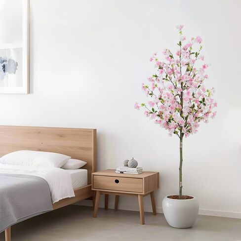 8.5FT Tall Cherry Blossom Artificial Tree, Oversize Realistic Potted Silk Faux Cherry Blossom Tree, Easy Assembly Maintenance Free, Fake Wishing Tree for Home Indoor Outdoor Decor in Saudi Arabia