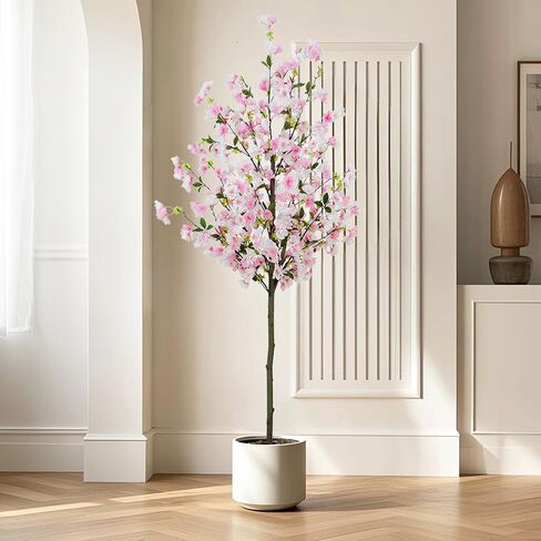 8.5FT Tall Cherry Blossom Artificial Tree, Oversize Realistic Potted Silk Faux Cherry Blossom Tree, Easy Assembly Maintenance Free, Fake Wishing Tree for Home Indoor Outdoor Decor in Saudi Arabia